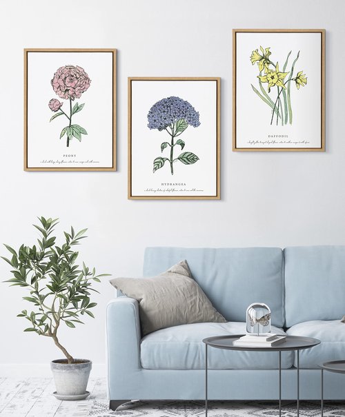 Kate and Laurel Sylvie Spring Daffodil Framed Canvas Wall Art by Statement Goods; 18x24 Natural; Decorative Floral Wall Art
