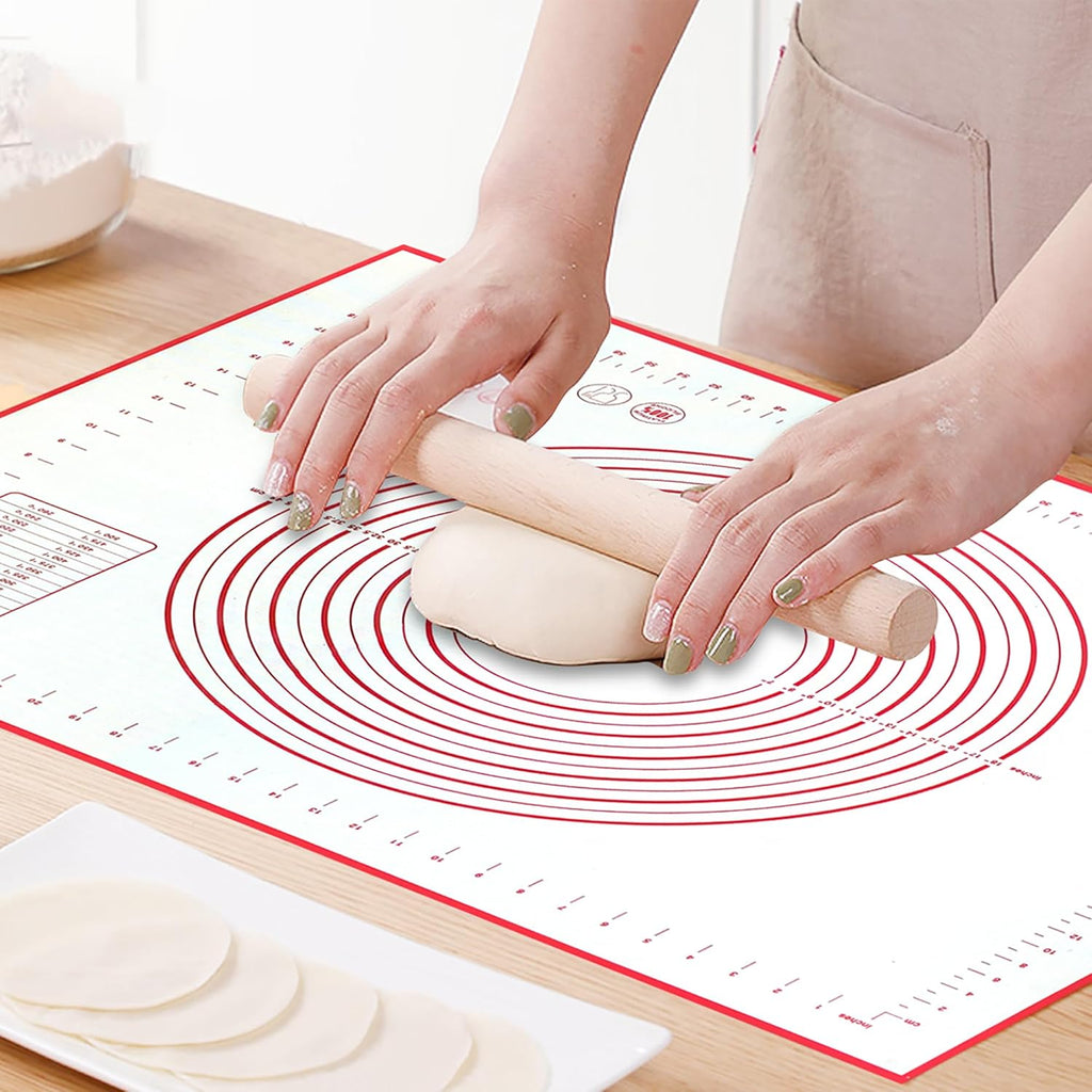 Skiennix Silicone Baking Mat - Extra Large 32x24 Inch Non-Stick Pastry Mat with Cable Ties & Dough Scraper