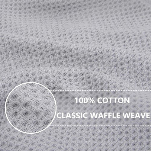 Homaxy Kitchen Dish Cloths - Ultra Soft 100% Cotton Waffle Weave, Quick Drying, 12x12 Inches, 8-Pack, Light Gray