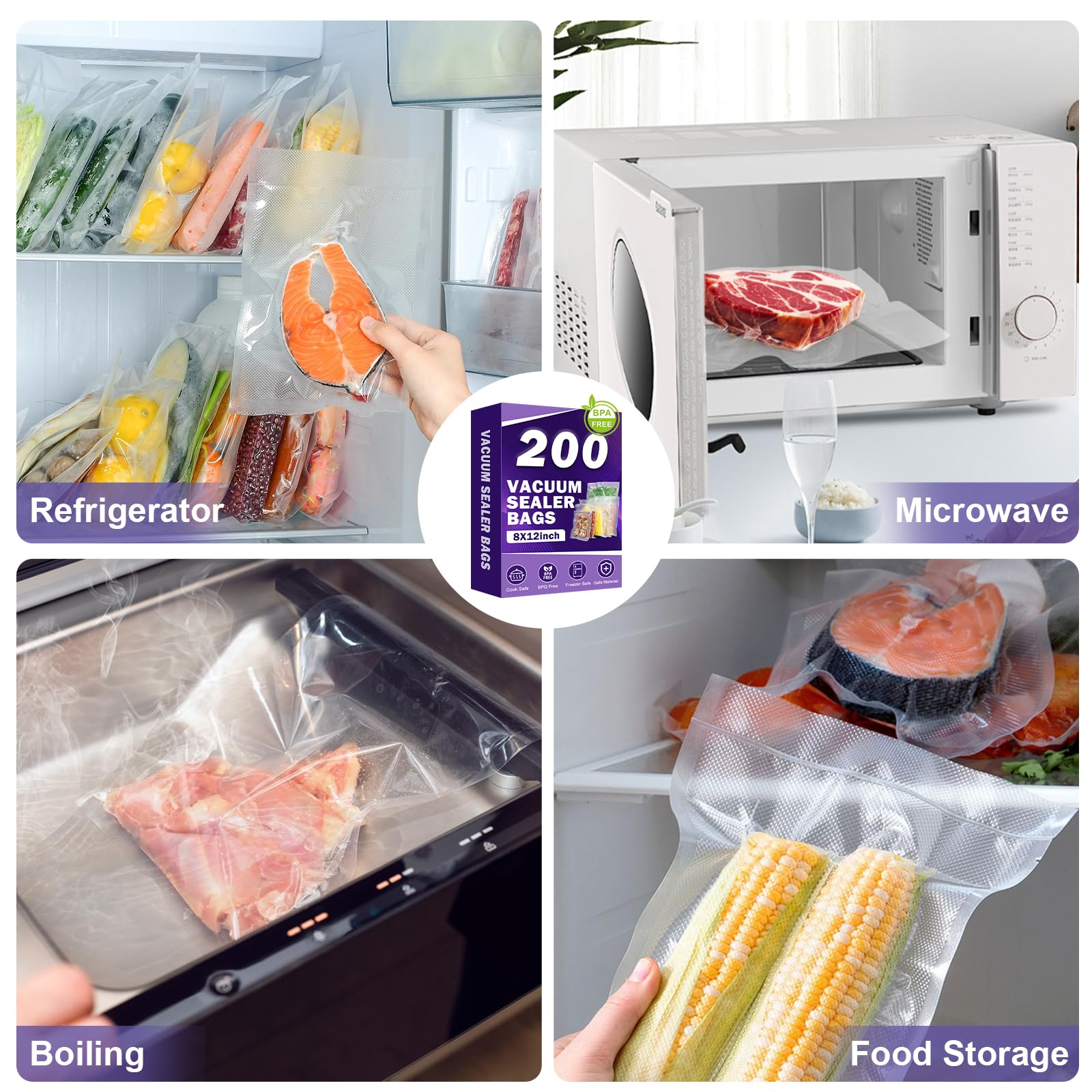 CAREGY Quart Size 8" x 12" Vacuum Sealer Bags