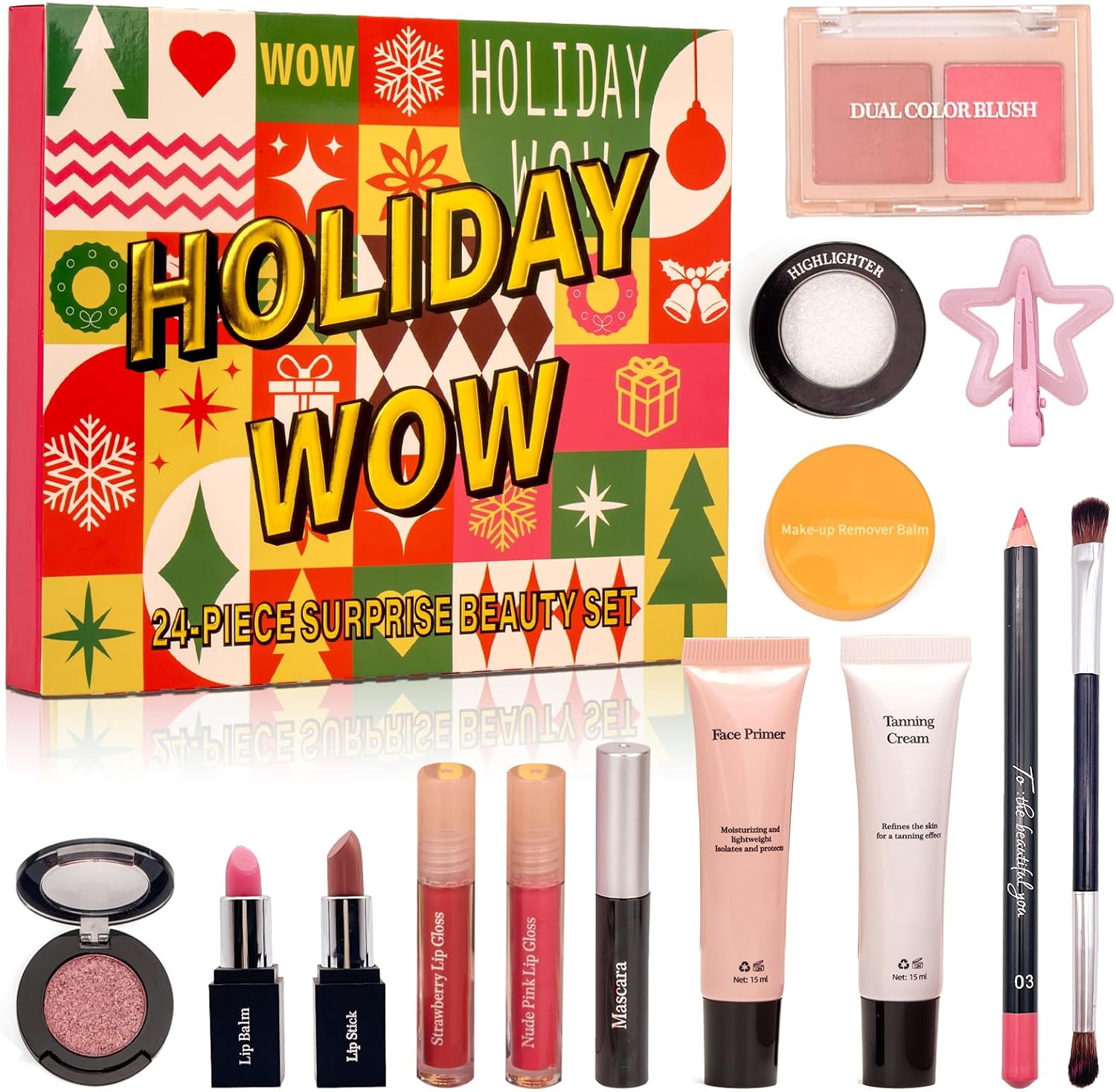 Skiennix All-In-One Makeup Kit for Teen Girls - 24 Individually Boxed Surprises | Eyeshadow, Eyeliner, Lip Gloss & More