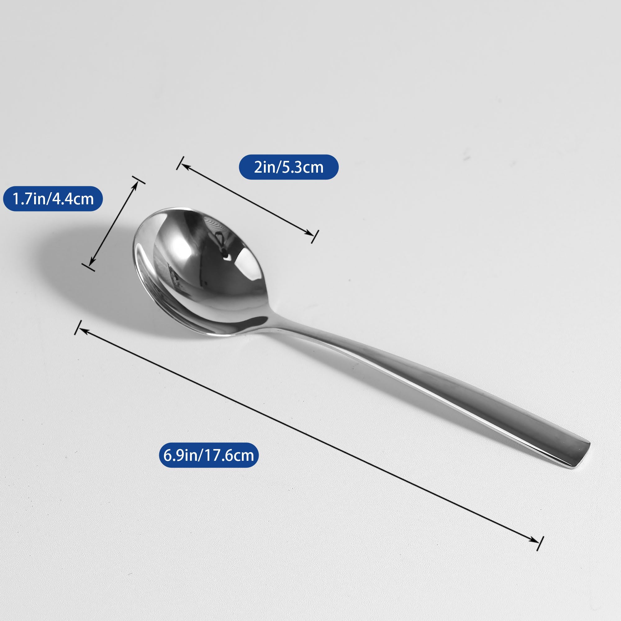 IMEEA 6.9-Inch Soup Spoons Round Cereal Spoon 18/10 Stainless Steel Bouillon Spoons for Dessert Ice Cream, Set of 6