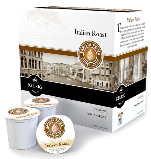 Keurig Barista Prima Italian Roast Coffee K-Cup Pods - Rich Flavor, 18 Count