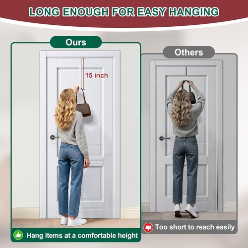 Heavy Duty Steel Wreath Hanger by [Brand Name] - Reversible Over The Door Hook for Spring & Easter Decor | Fits Doors Up to 1-3/4”