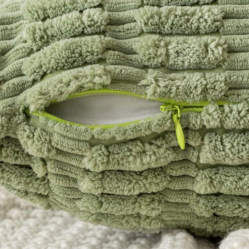 MIULEE Decorative Throw Pillow Covers - Soft Boho Striped Corduroy | Pack of 2, 16x16 Inch, Sage Green