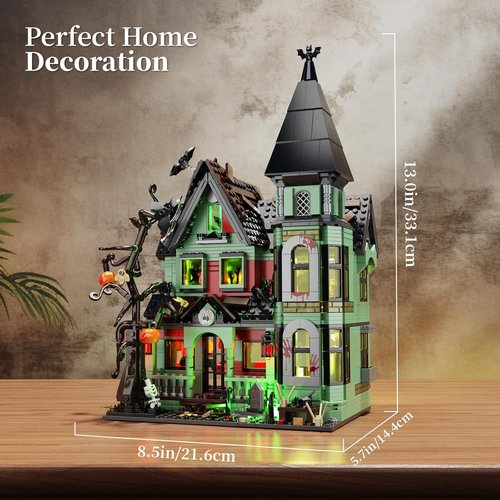 iATOM Haunted House Building Set - Spooky Halloween Mansion with Lights | Perfect Gift for Adults