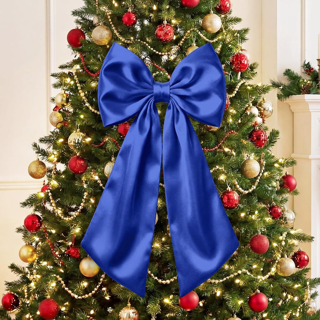 Suncalla Large Satin Royal Blue Bow Decorations - 3 Pcs | 2 FT Hanging Wall Decor for Weddings & Parties