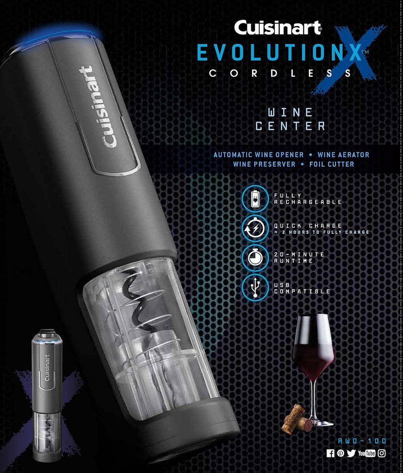 Cuisinart EvolutionX Cordless 4-in-1 Wine Opener, RWO-100NAS