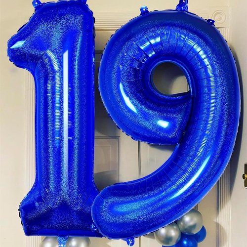 Big Mylar Number 17 Balloon - 40 Inch Navy Blue Birthday Decoration for Parties & Anniversaries
