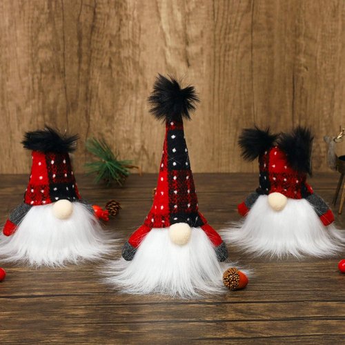 Juegoal Lighted Christmas Gnome - Handmade Mini Scandinavian Tomte | Battery Operated Winter Decor (3 Pack)