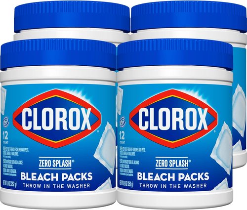Clorox Zero Splash Bleach Packs - Convenient Laundry Pods for Stain Removal | 4 Count