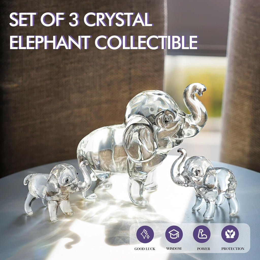 Regine Switzerland Set of 3 Crystal Elephant Figurines | Elegant Glass Collectibles for Home Decor