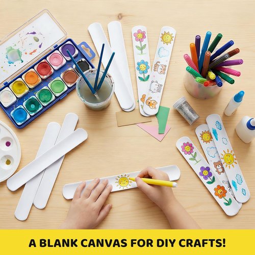 LovesTown 48PCS Slap Bracelets - DIY White Wrist Bands for Kids' Birthday Party Favors & Crafts