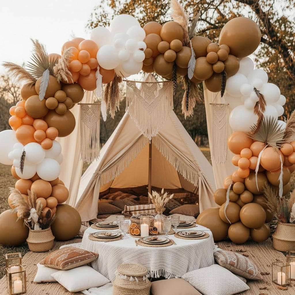 RUBFAC Brown Balloons - 129-Piece Latex Garland Kit | Boho Neutral Coffee Tan for Safari Baby Showers & Birthday Parties