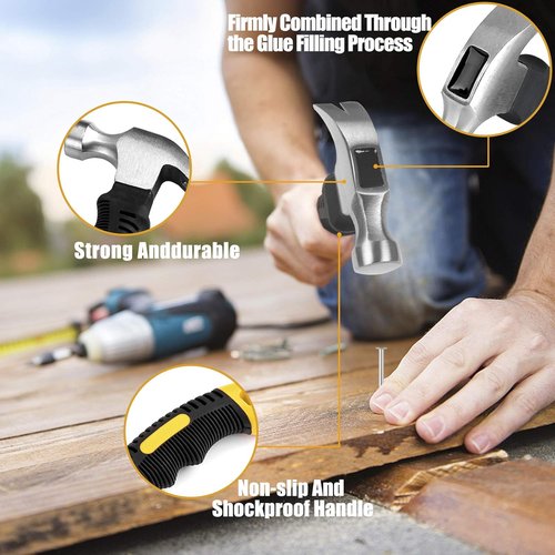 KURUI 700PCs Nail Assortment Kit - 8oz Hammer for Hanging Wall Art & Picture Frames | 350 Roofing & Finishing Nails