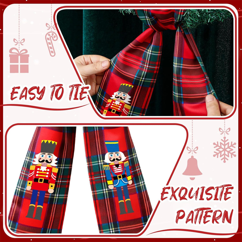 Regine Switzerland Wreath Sash - Customizable Satin Ribbon for Indoor/Outdoor Decor | Red & Black Christmas Design