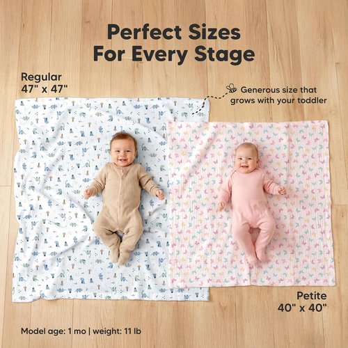 Flora Vale 3-Pack Muslin Swaddle Blankets - Soft, Breathable 47x47 Cotton Baby Blankets for Newborns