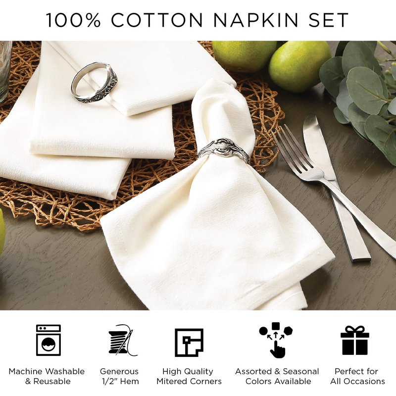 DII Thankful Autumn Collection Fall Tabletop Decoration, Square Napkin Set, 20x20, Cozy Picnic Plaid, 6 Piece
