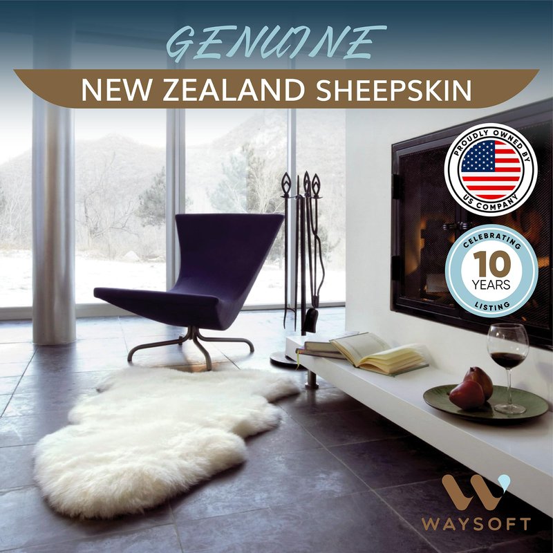 WaySoft Baby Sheepskin Rug, Oeko-TEX Certified, Safe & Natural Nursery Rug, 100% Genuine New Zealand Soft Fur Rug Baby Carpet