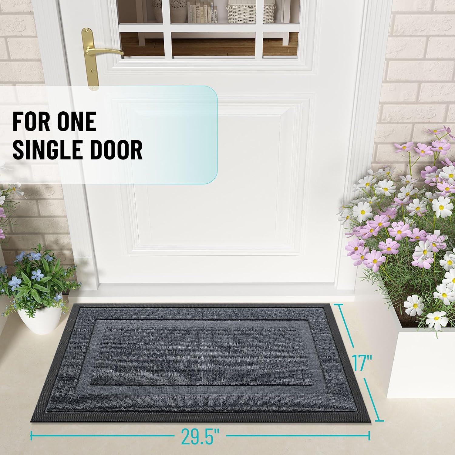 OLANLY Waterproof Front Door Mat - All-Season Indoor/Outdoor Doormat, Easy Clean, 29.5x17, Charcoal Gray
