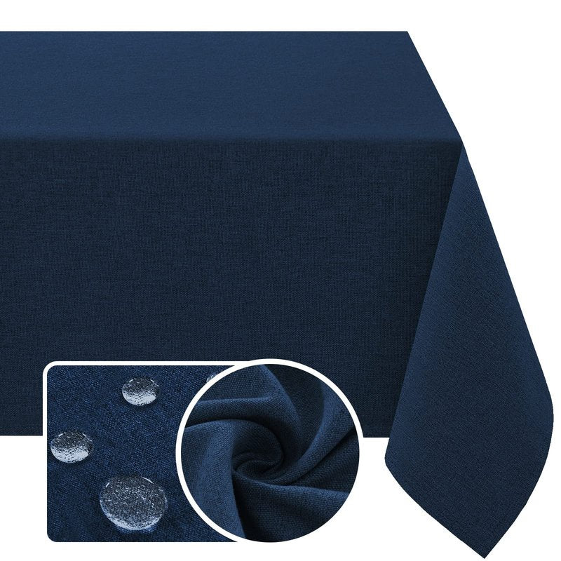 H.VERSAILTEX Linen Textured Tablecloth 60 x 102 Waterproof Decorative Table Cloth Spill-Proof Linen Look Cover for Party Table Extra Soft and Thick Fabric Wrinkle Free, Heather Navy