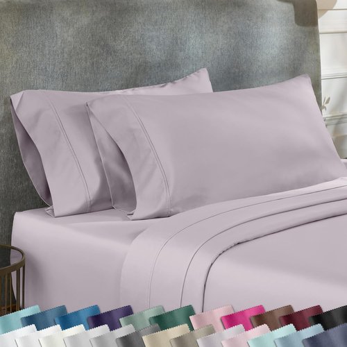 California Design Den Queen Pillowcase Set - 400 Thread Count, 100% Cotton Sateen, Soft & Breathable | Dusky Lavender Grey