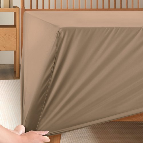 Manyshofu Queen Extra Deep Pocket Fitted Sheet Only - 1800 Thread Count Hotel Deep Fitted Sheet Up to 24 Inches Mattress, Taupe Bottom Sheet 18-24 Inch Microfiber Deep Queen Mattress Sheet