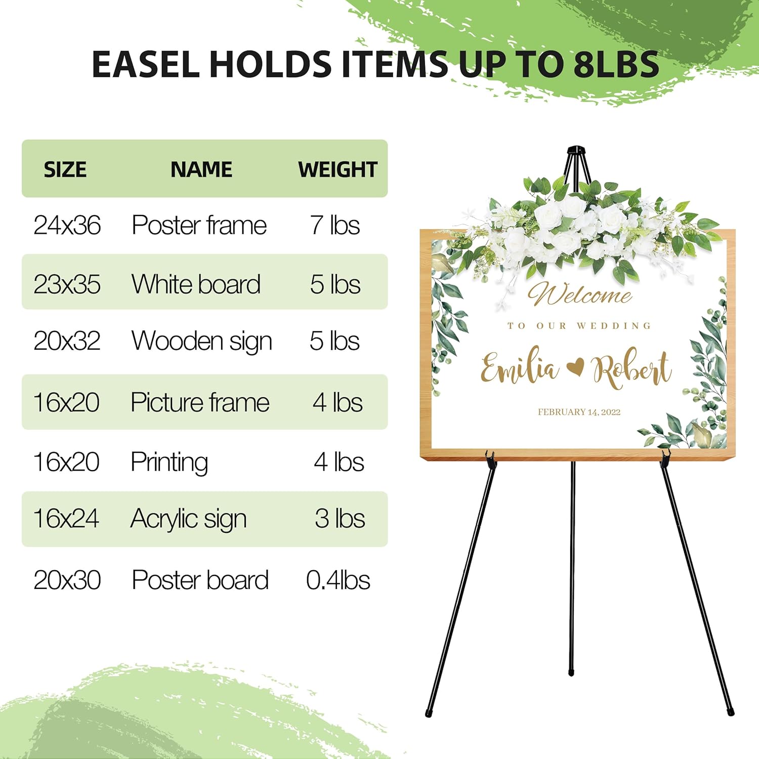 Skiennix 63" Adjustable Metal Easel Stand - Perfect for Wedding Signs & Art Displays | Black Tripod Design