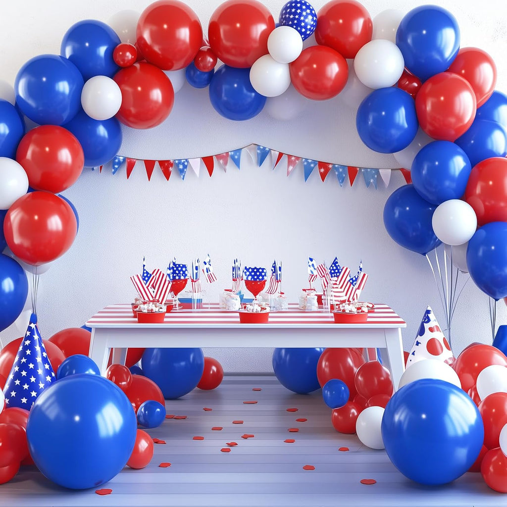 RUBFAC Royal Blue Balloon Set - 129 Pieces in Various Sizes for Graduation, Birthday & Party Decor