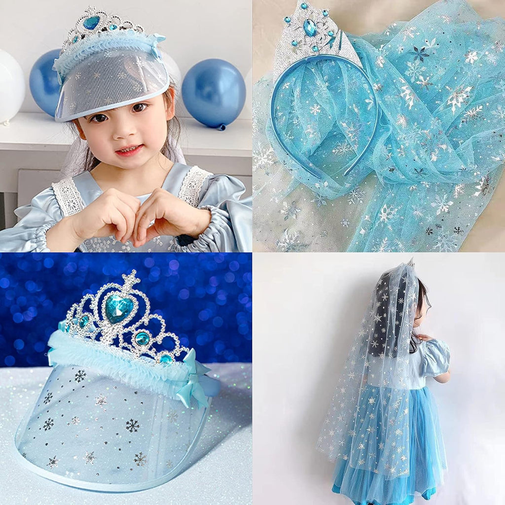 SUJAYU Snowflake Organza Fabric - Sheer Silver Foil Tablecloth & Christmas Tree Skirt (59" x 118", Blue)