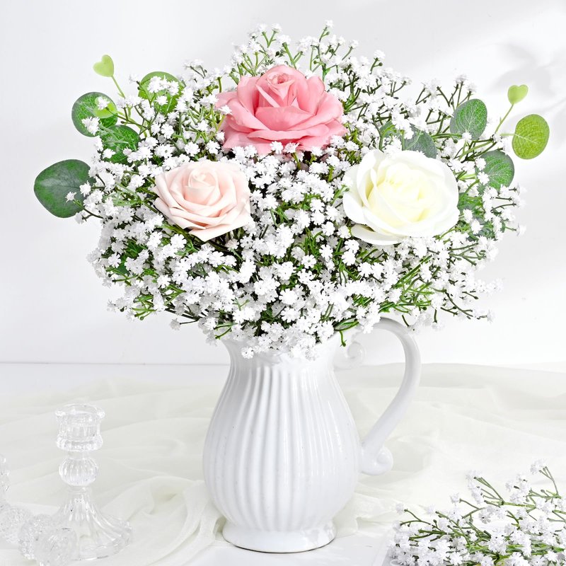 Yastouay Babys Breath Artificial Flowers, 60 Pcs White Baby Breath Flowers Artificial Bulk, Real Touch Fake Babys Breath Gypsophila for Wedding Party Bouquet Floral Arrangement Home Decor