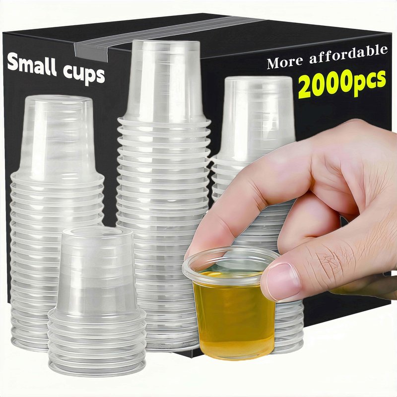 Cynohesta 500 Pack Mini Plastic Shot Glasses Disposable Cups Clear Small Communion Cup Sample for Tasting&Mouthwash,Little 1oz-1.5-2-3 Ounce Tiny(500, 0.75OZ)