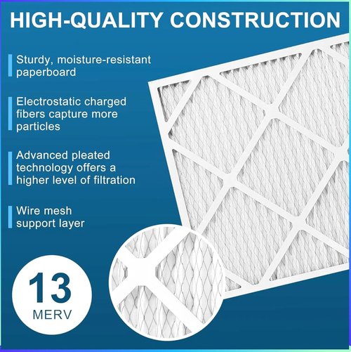 MERV 13 14x14x1 Air Filter by [Brand Name] - 4-Pack Electrostatic Pleated HVAC Filters | Captures Dust, Pollen & Pet Dander
