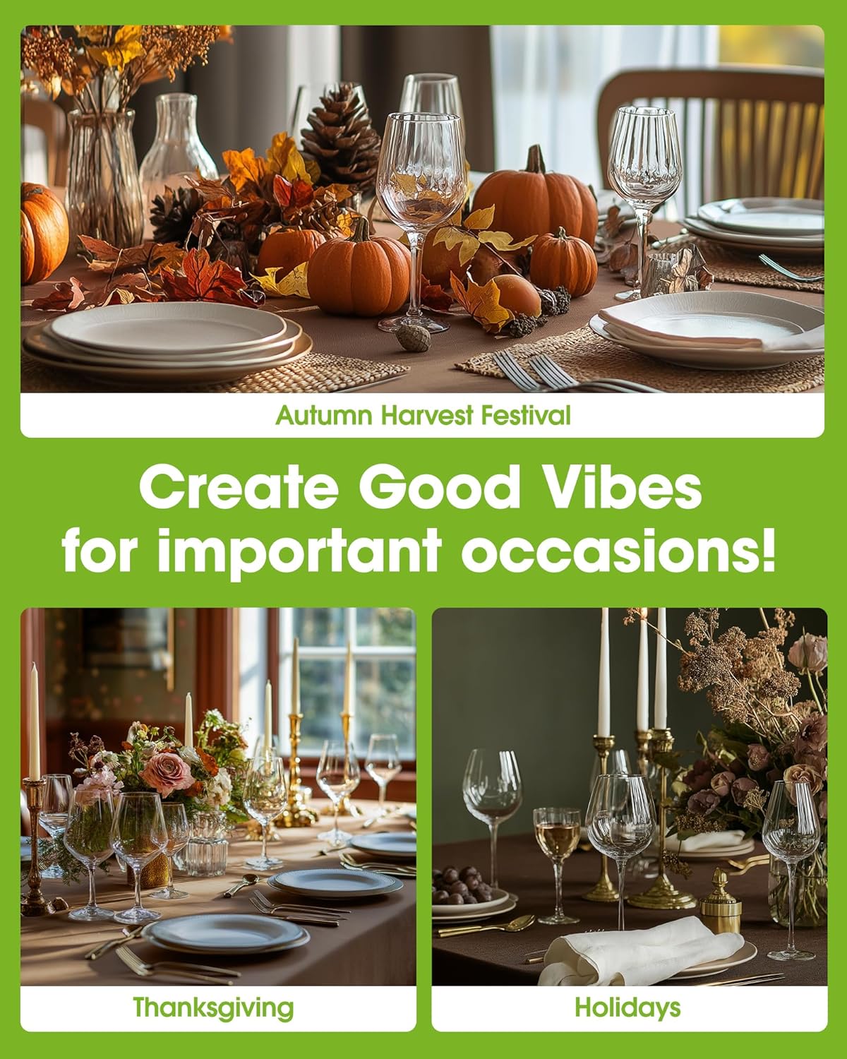 Pureegg Disposable Plastic Tablecloths - 10 Pack, 54 x 108 Inch, Sturdy & Leakproof, Brown for Parties & Thanksgiving