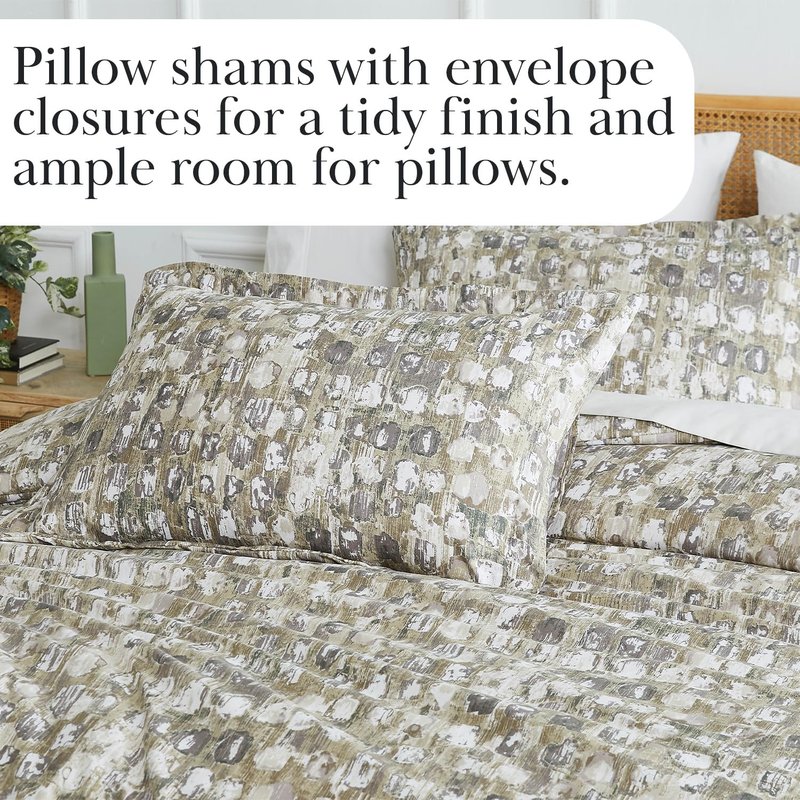 Southshore Fine Living, Inc. 5-Piece Full/Queen Size Comforter Set, Down Alternative with Acrylic Throw Blanket for Bed, 2 XL Pillow Shams, Throw Pillow Cover, Ultra-Soft Microfiber, Rhythm Taupe