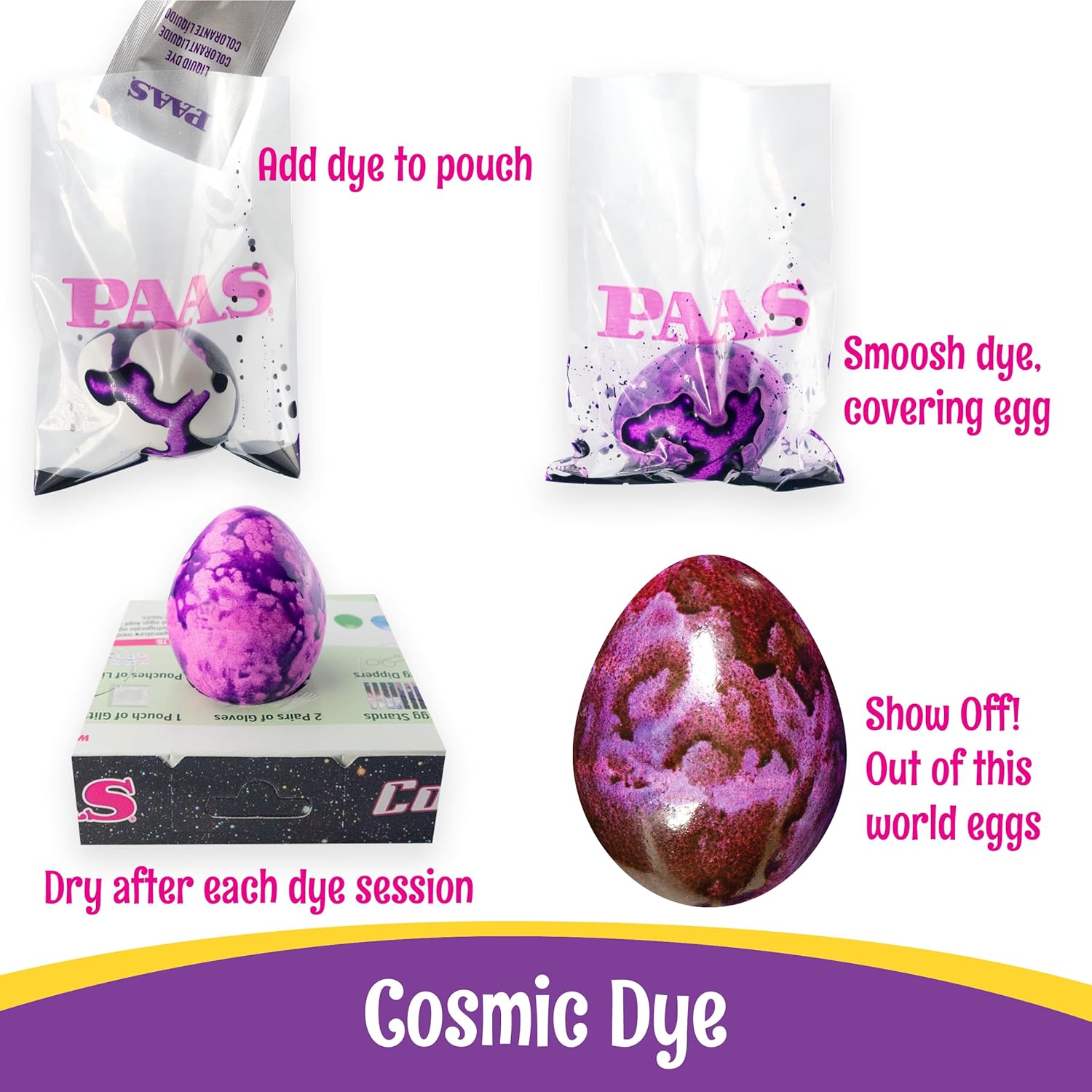 PAAS Easter Egg Decorating Bundle - Deluxe & Cosmic Kits with Food Safe Dye | Family Fun Activity (3 Pieces)