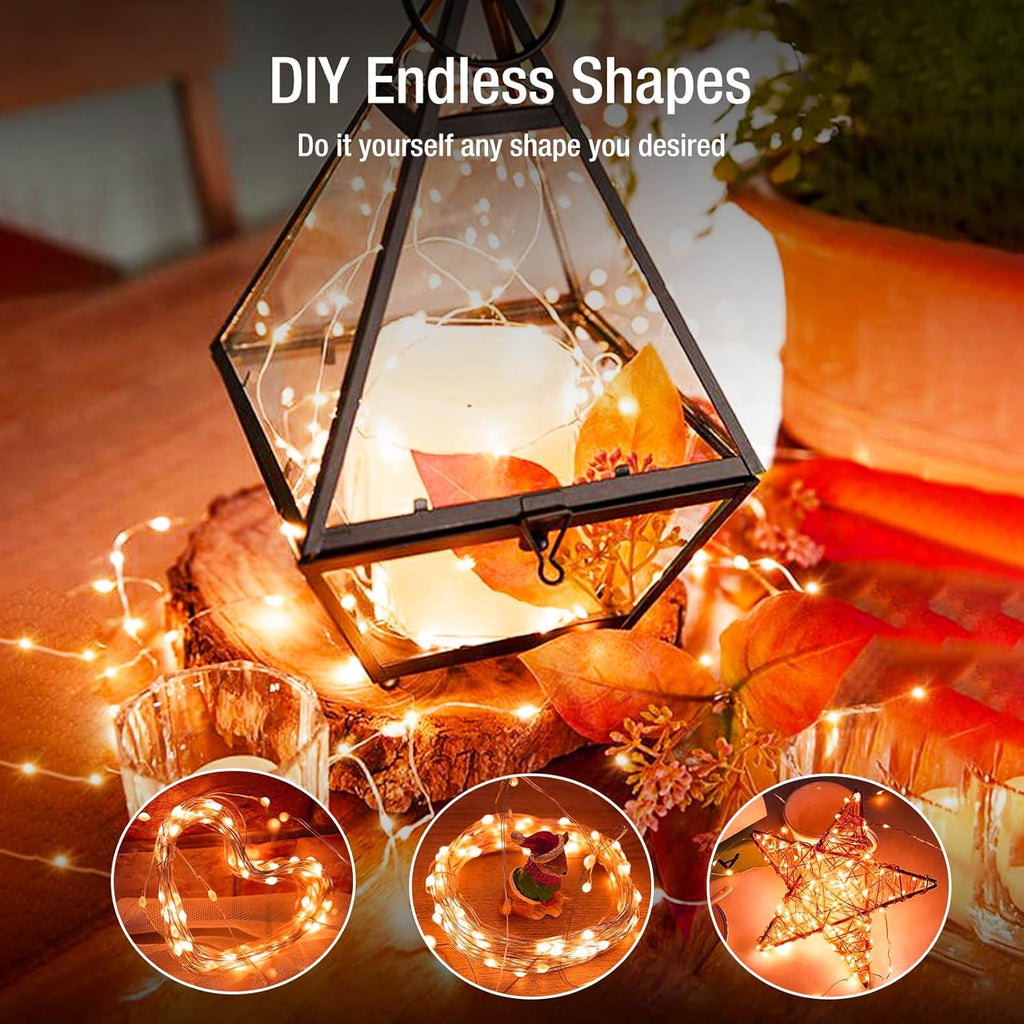 Skiennix 12 Pack Fairy Lights - 7ft 20 LED Battery Operated Twinkle Lights | Waterproof Mini String Lights for DIY Party, Wedding, Christmas - Orange