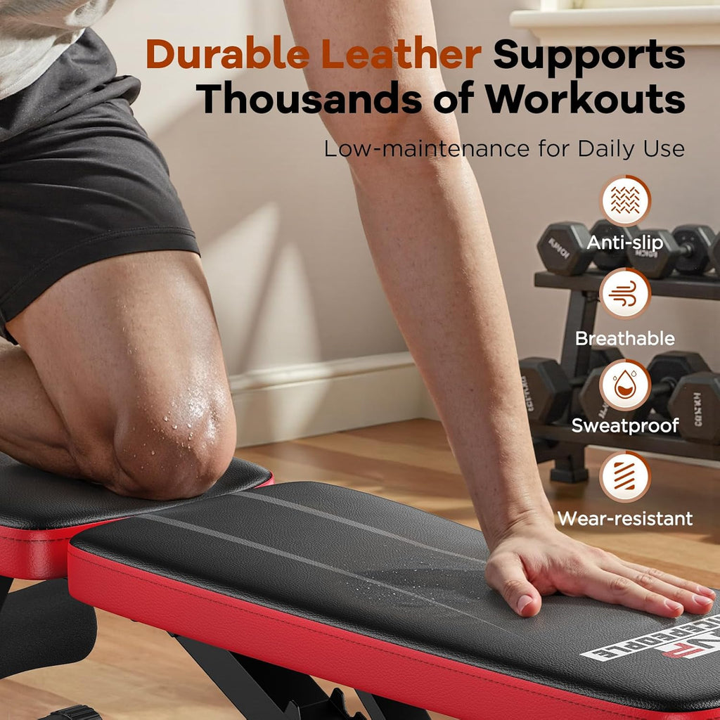NICEPEOPLE Adjustable Weight Bench - 660LBS Capacity Home Gym Workout Bench | Compact & Foldable Design