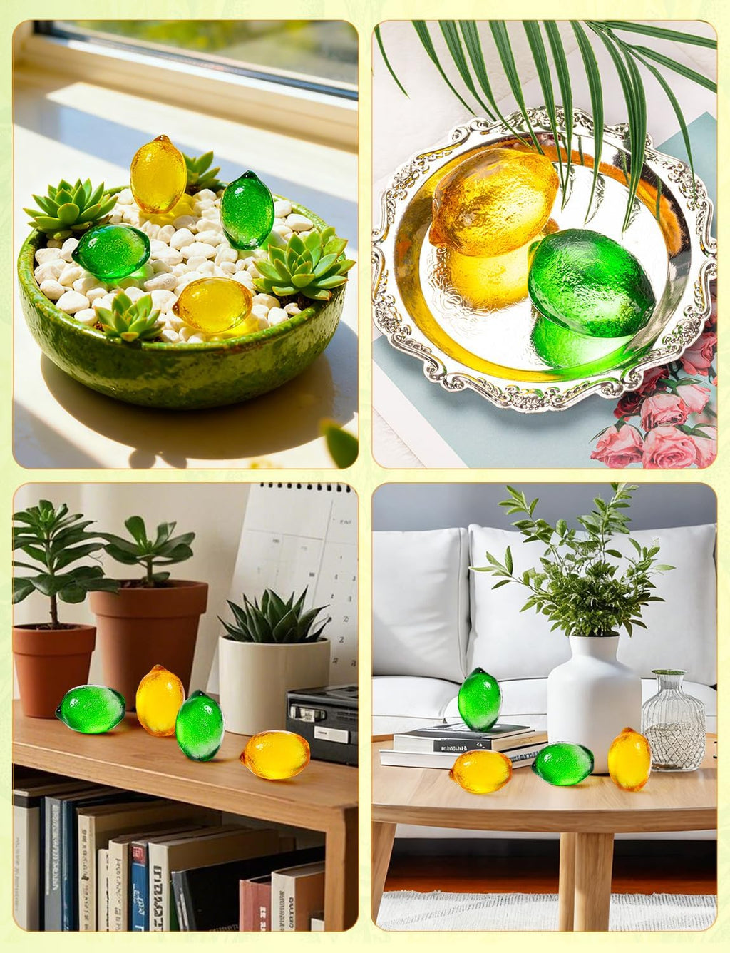 Skiennix Glass Lemon Figurines - Charming 2-Inch Collectibles for Home or Office Decor