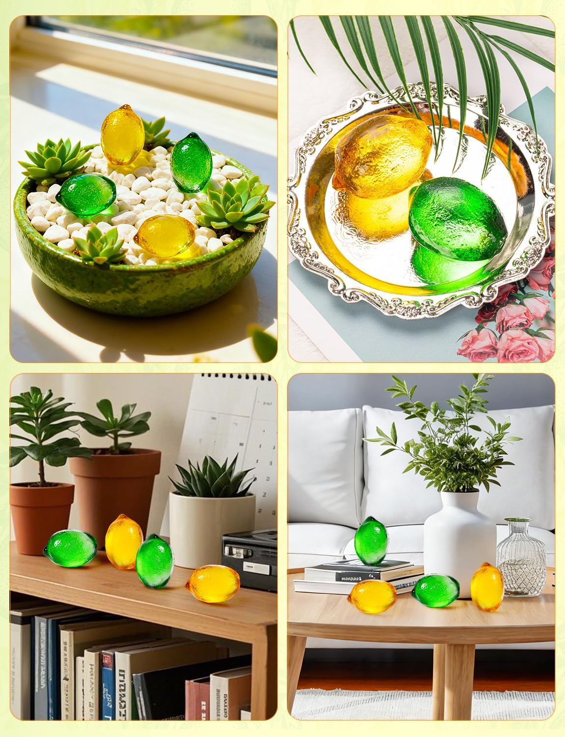 Skiennix Glass Lemon Figurines - Charming 2-Inch Collectibles for Home or Office Decor