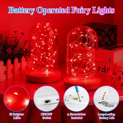 Lakumu 12-Pack Fairy Lights | 7FT Battery Operated Waterproof Silver Wire LED String Lights for DIY Decor