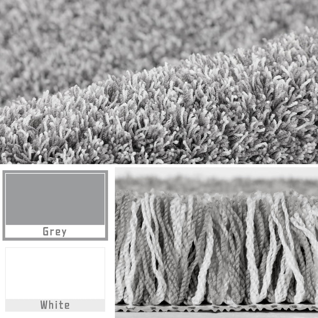 Yimobra Non-Slip Bathroom Rugs - Ultra Soft, Water Absorbent Plush Mats | 24x17 Light Gray & White