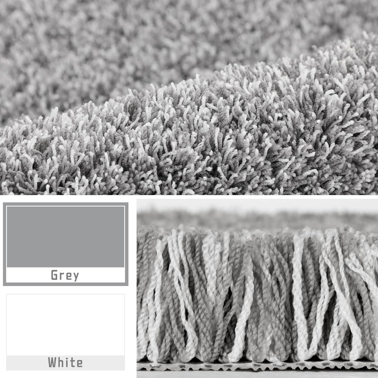 Yimobra Non-Slip Bathroom Rugs - Ultra Soft, Water Absorbent Plush Mats | 24x17 Light Gray & White