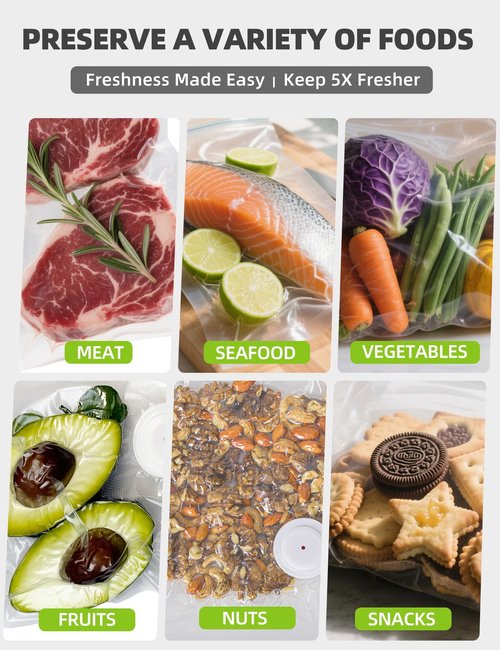 Vacuum Sealer Bags, Reusable Vacuum Zipper Bag, BPA Free Heavy Duty Vacuum Storage Bag for Food 15 Bags (15 Medium Bags (10.24x11.02 in))