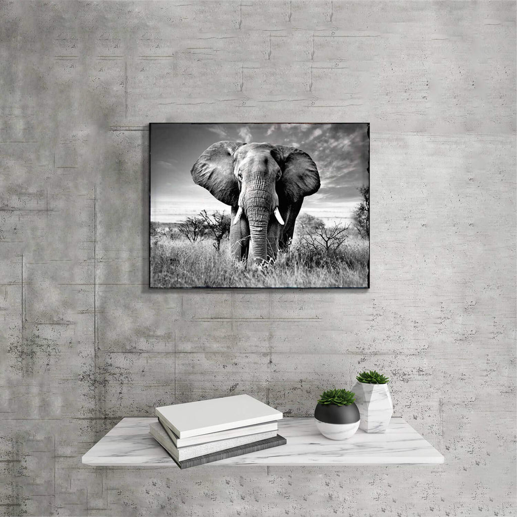 ARTISTIC PATH Canvas Wall Art Elephant Picture: African Animals Graphic Artwork Painting Print for Wall Decor (24" W x 18" H,Multi-Sized)