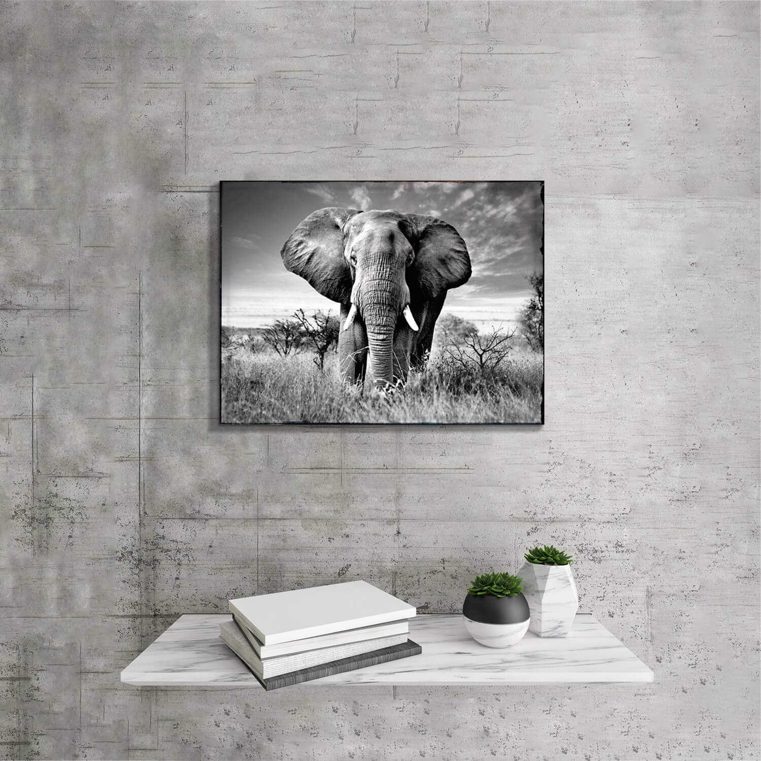 ARTISTIC PATH Canvas Wall Art Elephant Picture: African Animals Graphic Artwork Painting Print for Wall Decor (24" W x 18" H,Multi-Sized)