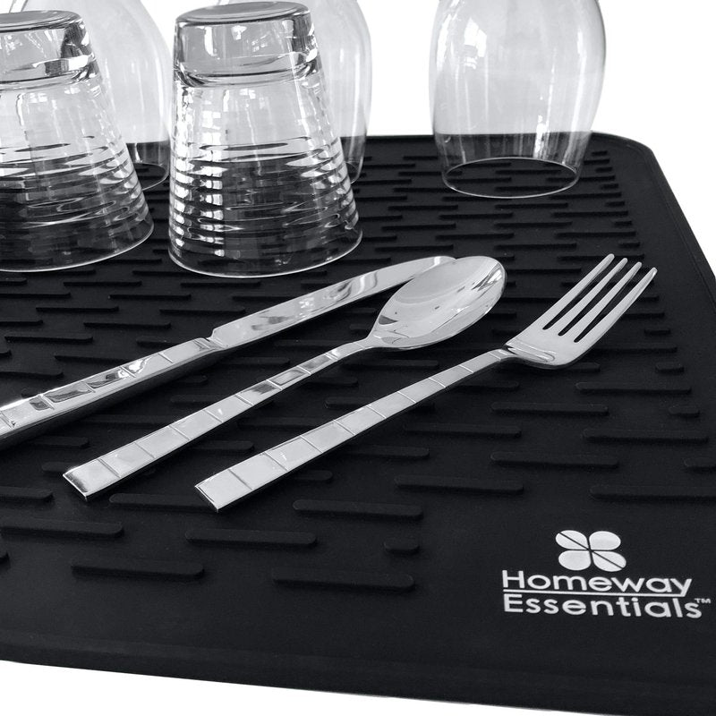 Silicone Dish Drying Mat - 21 x 18 - Extra Large Counter Top Dish Draining Sink Mat, Large Silicone Trivet (EXTRA LARGE, GREY)