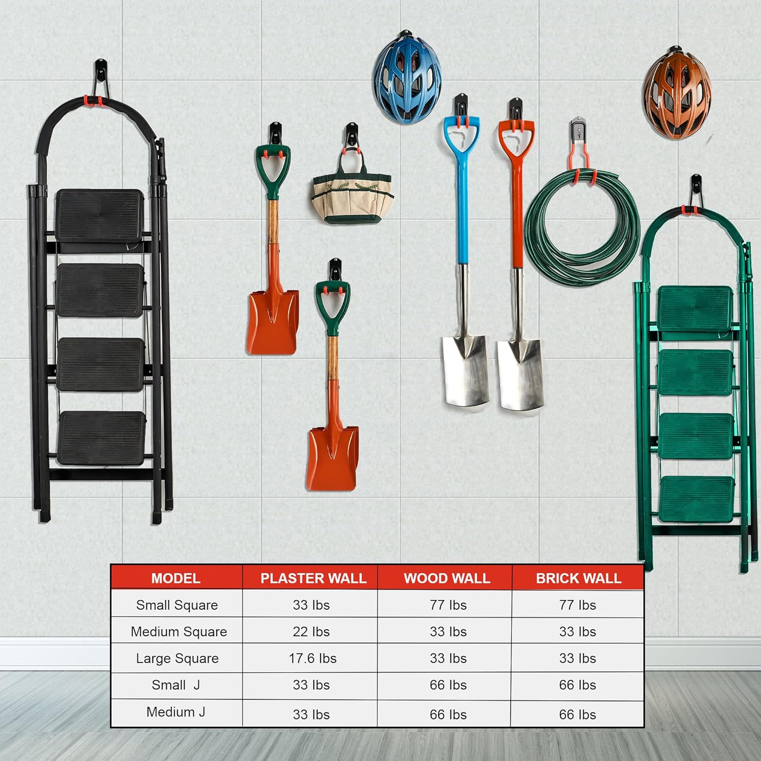Wallmaster Garage Hooks - 12 Pack Adjustable Heavy-Duty Utility Hooks for Garden Tool Organization