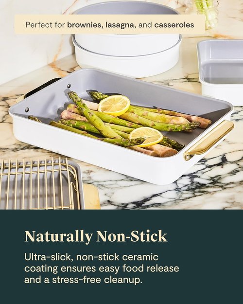 Caraway Nonstick Baking Pan Set - 2x 9" x 6.5" & 1x 9" x 13" - Non-Toxic, PTFE & PFOA Free - Deep Ceramic for Casseroles & Lasagna - Black