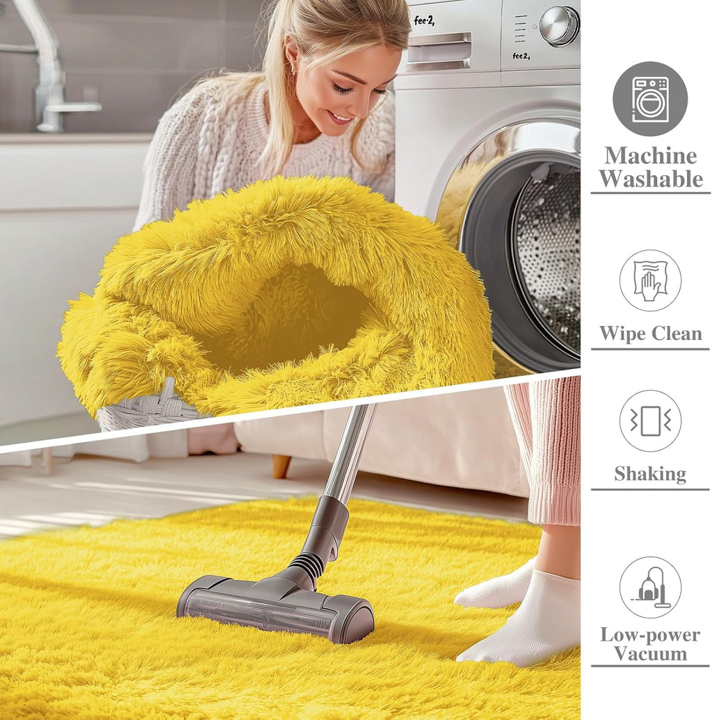 OLANLY Large Area Rug - Soft Fluffy Shaggy Carpet for Living Room & Bedroom | 6x9 ft, Yellow